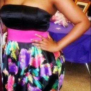 Strapless Floral Cocktail Dress