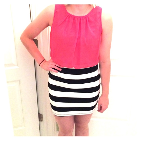Stripes & pink dress