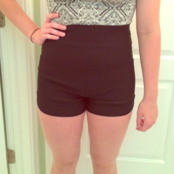 High waisted black dress shorts