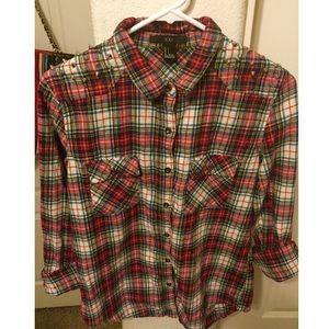 100% Cotton Flannel with Studded Shoulders