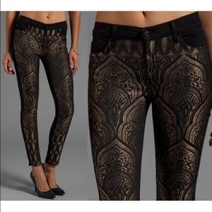 7 for all mankind nouveau brocade gold black jeans