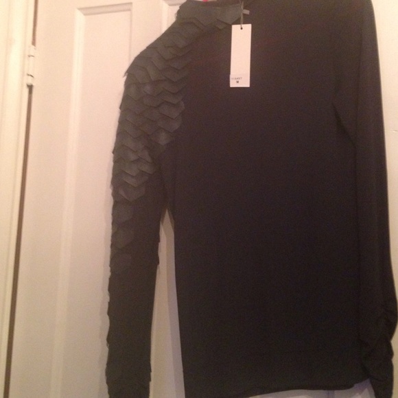 Gracia Navy Blue Scale Sleeve Mesh Shirt