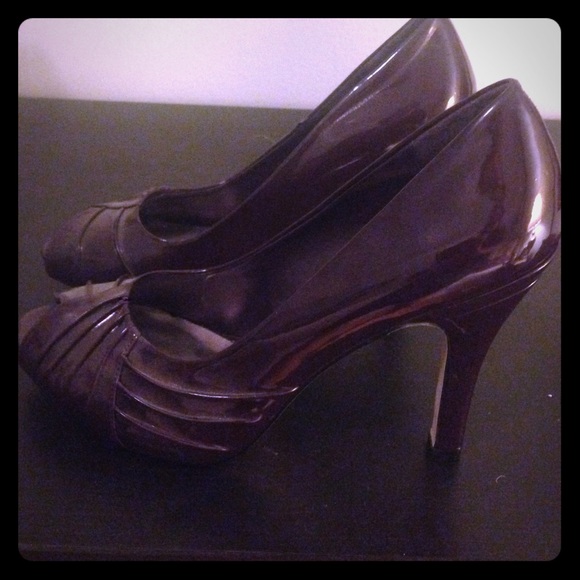 Patent leather Steve Madden heels in a deep purple