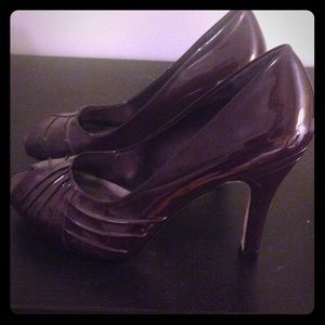 Patent leather Steve Madden heels in a deep purple