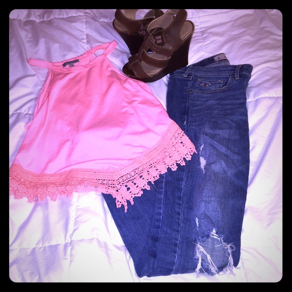 Hollister skinny ripped jeans