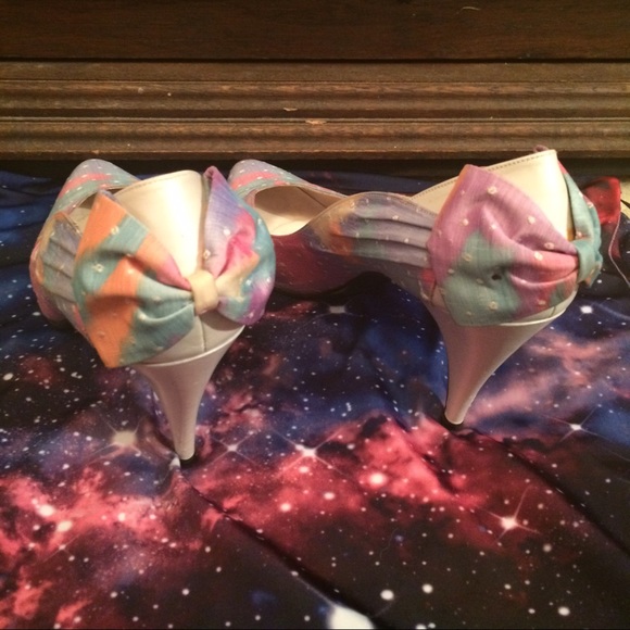 Vintage 80's Pastel Bow Heels - Picture 1 of 4