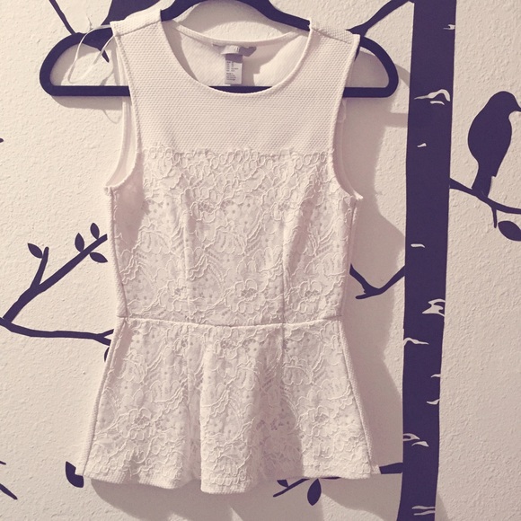 White peplum lace top