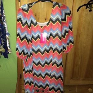 Striped colorful 80s dress