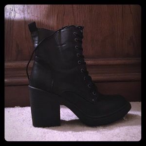 F21 Black Combat Booties