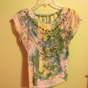 Green blue tye-dye top
