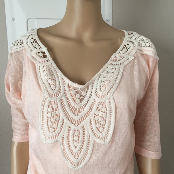 TALISMAN peach and ivory crochet top - Picture 4 of 6