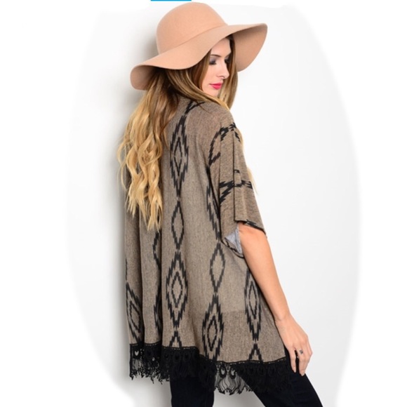 UPTON taupe and black printed cardigan - Picture 3 of 6