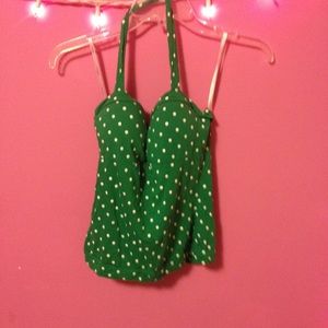 Green polka dot top