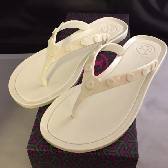 New In Box! Tory Burch Logo Studded Jelly Sandals