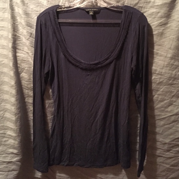 Navy long sleeve scoop neck