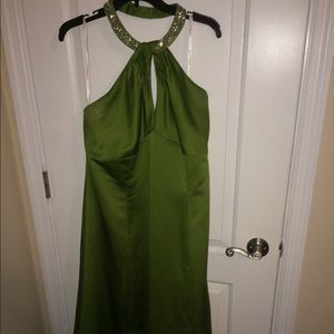 Olive green long even dress