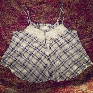 Black/White Button Up Lace Shirt