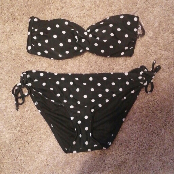 NEW Mossimo Two Piece Polka Dot Swimuit SM