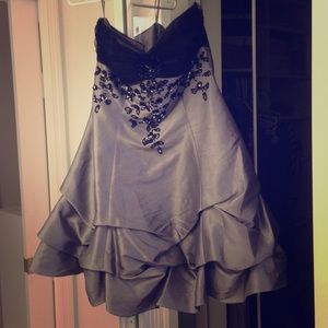 Black/Cool Grey Strapless Dress