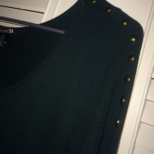 Green w gold studded sleeves with short front.