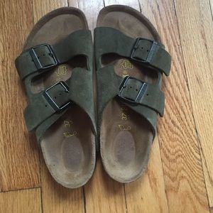 Olive green suede birkenstocks Clearance