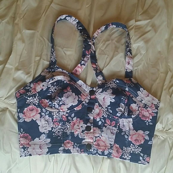 Flowered Jean Nollie crop top