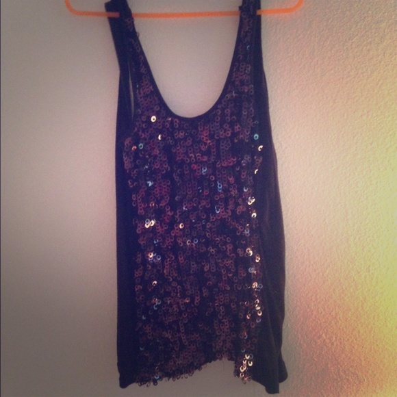 Sequin zipper tank top