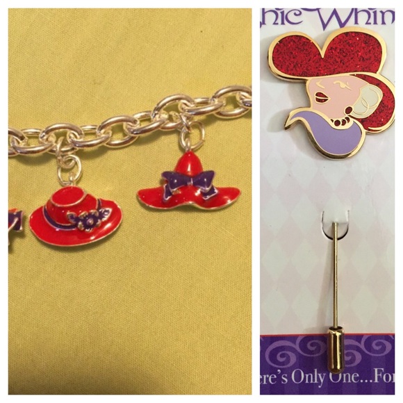 None Jewelry - New!!  Red Hat Society 7" enamel bracelet & pin