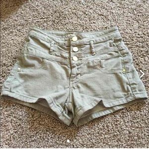 Green high waisted shorts!