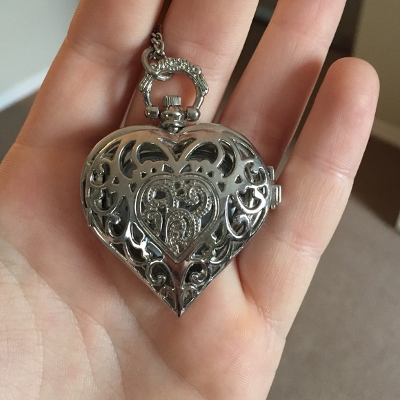 Heart shaped pocket watch necklace
