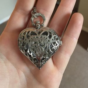 Heart shaped pocket watch necklace