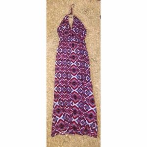 Aztec Maxi Dress with Halter Top/Chest Cut-out