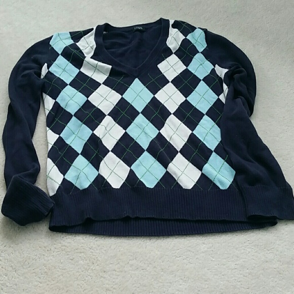 J Crew Argyle Sweater blue