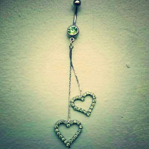 Heart lime green belly ring NEW