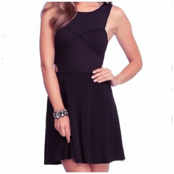 Bebe Black Fit and Flare Side Cut-out Dress - Picture 3 of 4