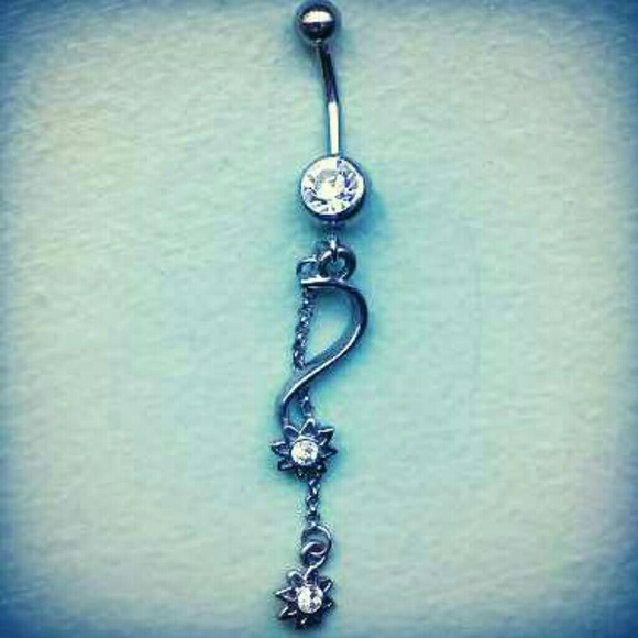 Starburst sun silver dangle belly ring