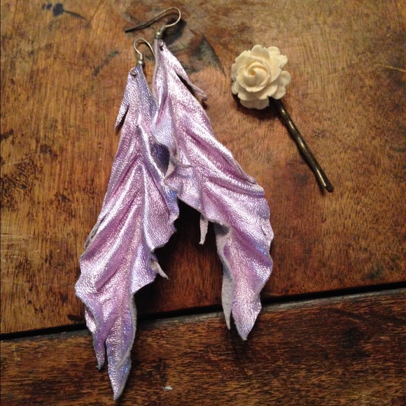 Painted leather earrings