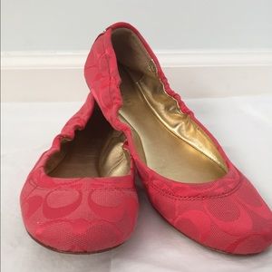 COACH Aly Signature Coral Jacquard Ballet Flats