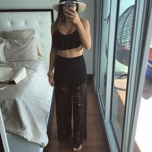 Endless Rose Black lace palazzo pants