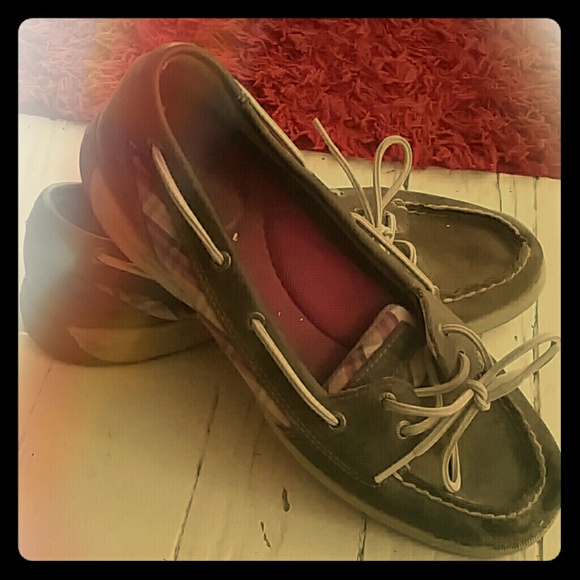 Brown and Pink Plaid Sperry