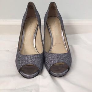 ENZO ANGIOLINI Charcoal Grey Peep Toe Pumps