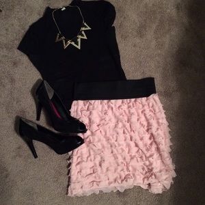 Pink ruffle skirt from Express