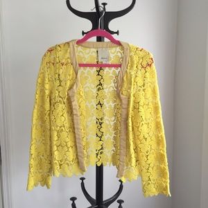 Elevenses Lace Bloom Jacket in Bright Yellow