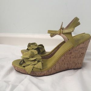Jack Rogers Exuma Flower Cork Wedge- Green