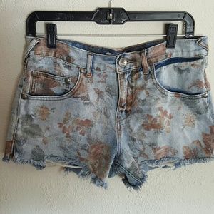 Free People denim flower print shorts