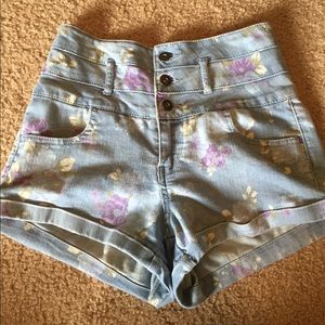 forever 21 high waisted floral shorts