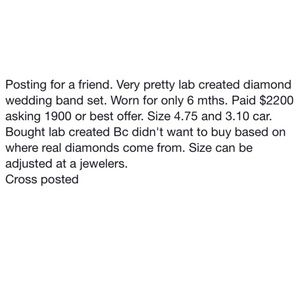 Agape lab created wedding band set