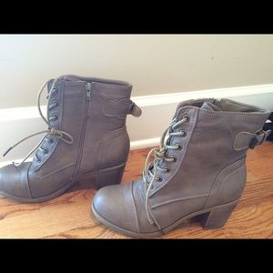 Grey combat boots