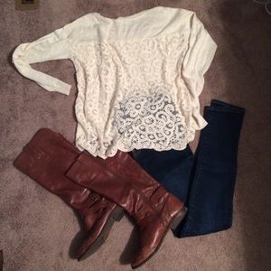 Pretty sweater with lace detail on the back