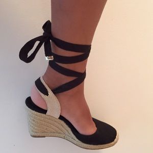 C. Wonder Black Espadrilles Wedges